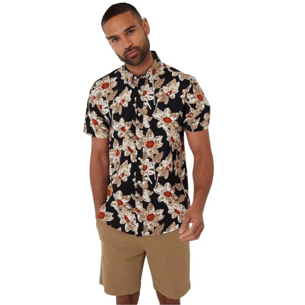 Threadbare Mens Bellis Regular Shirt / Black
